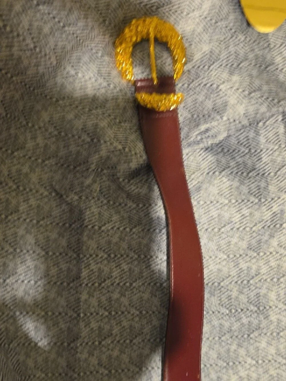 Burgandy Leather Belt with Gold Decorative Buckle - Cipriani